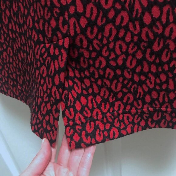 🌹🐾❤️Gorgeous Calvin Klein Red Black Textured Leopard Print Sleeveless Dress - Picture 11 of 17